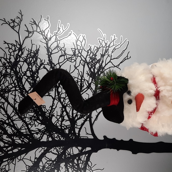 Tall Wired Stovetop Hat Fluffy Snowman Figure Sitter Winter Holiday Gift Decor - Picture 2 of 8
